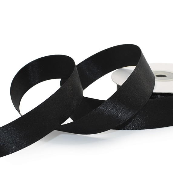 Лента атласная 25 мм  30 ярд Н черный – №1