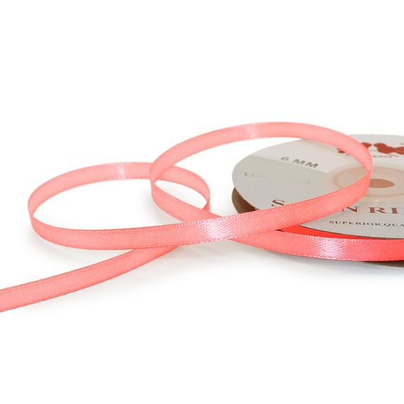 Лента атласная 6 мм  30 ярд Н коралловый 073 – №1