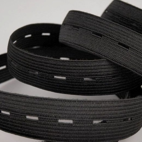 Резинка вязаная 20 мм  с перфорацией 25 м арт.0120 Ф черный – №1