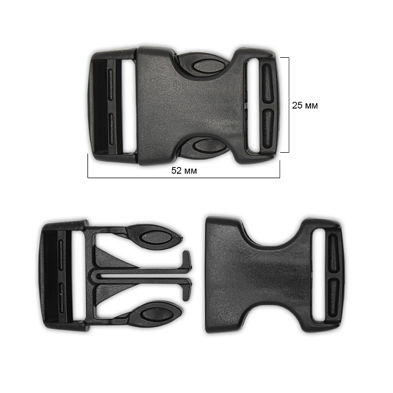 Защелка-трезубец (фастекс) 25 мм пластик 100 шт арт.2 ТП черный – №1