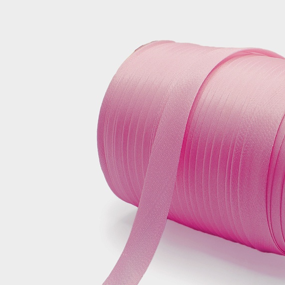 Косая бейка атласная  16 мм 132 м Н розовый 098 – №1