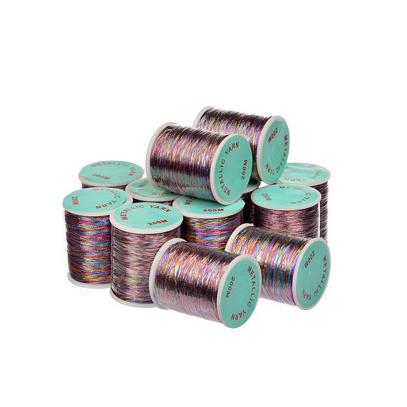 Нитки вышивальные MY-03ST 200 м Радуга металлизированные цветные – №1