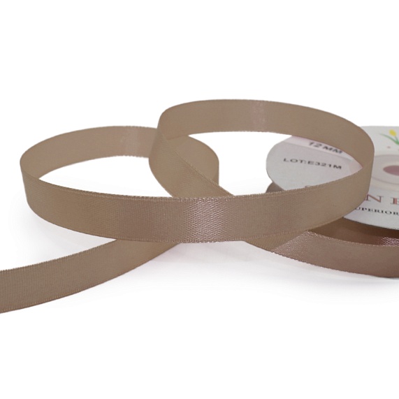 Лента атласная 12 мм  30 ярд Н бежевый темный 188 – №1