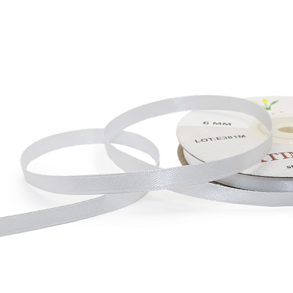 Лента атласная 6 мм  30 ярд Н белый – №1