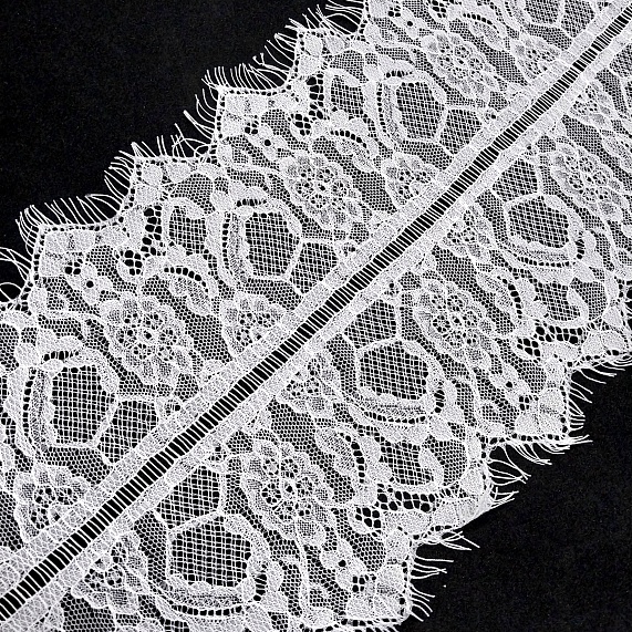 Кружево стрейч 150 мм Реснички   арт.79026 3 м М белый – №1