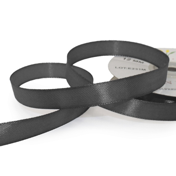 Лента атласная 12 мм  30 ярд Н серый темный 181 – №1