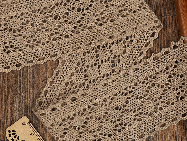 Тесьма вязаная  60 мм 10 м арт.TBY-3014 М коричневый светлый 294 – №1