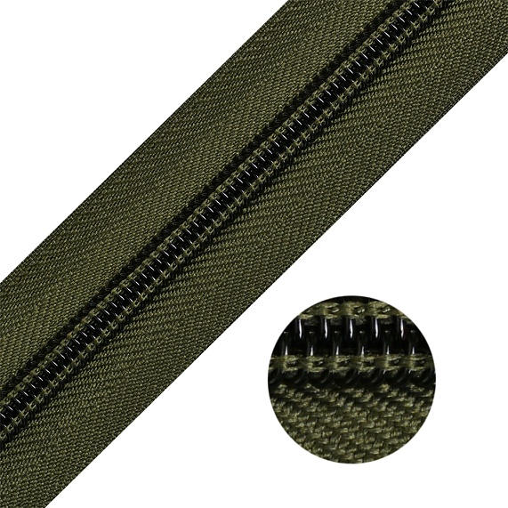 Молния рулонная  Т5 14 гр/м 200 м Д хаки 327 – №1