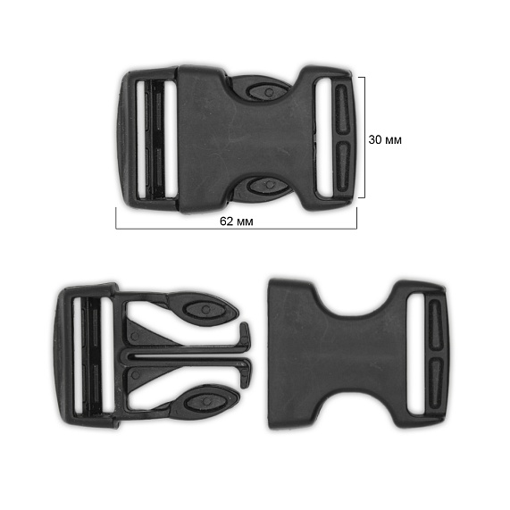 Защелка-трезубец (фастекс) 30 мм пластик 100 шт арт.Ф-30/1 ВП черный – №1