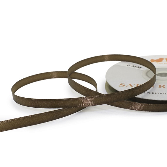 Лента атласная 6 мм  30 ярд Н коричневый темный 201 – №1