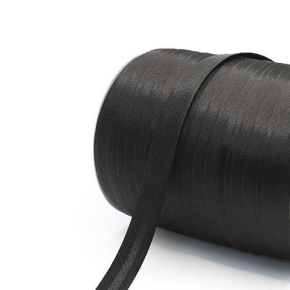 Косая бейка атласная  16 мм 132 м Н черный – №1