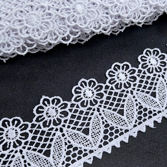 Кружево гипюр 40 мм    арт.TR.8GB0288 9 м М белый – №1