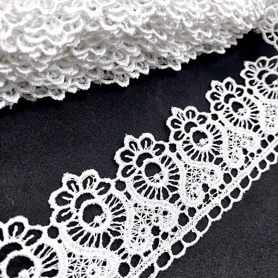 Кружево гипюр 40 мм    арт.4GB8084 9 м М белый – №1