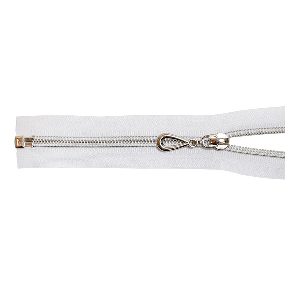 Молния декоративная 90 см разъемная Т7 серебро  К/О белый – №1