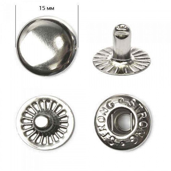 Кнопка Альфа d=15 мм металл   720 шт Стронг никель – №1