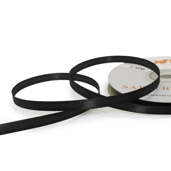 Лента атласная 6 мм  30 ярд Н черный – №1