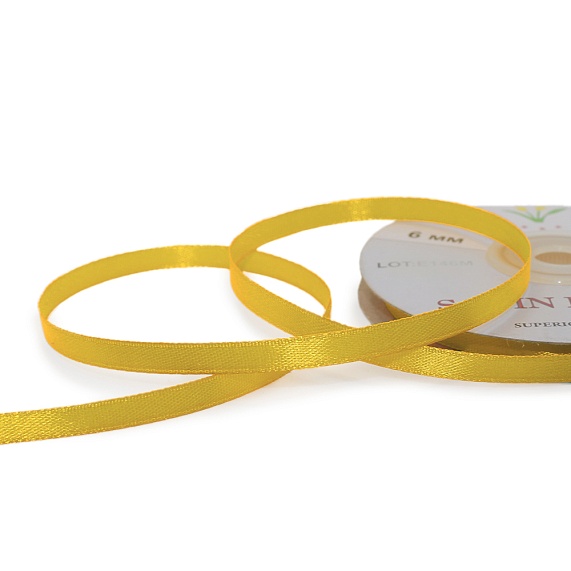 Лента атласная 6 мм  30 ярд Н желтый темный 019 – №1