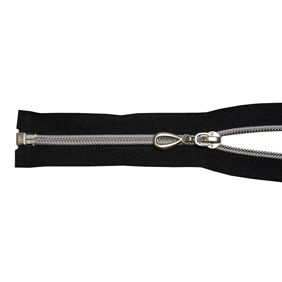 Молния декоративная 85 см разъемная Т7 серебро  К/О черный – №1